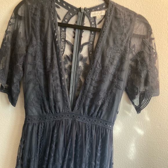 Honey Punch Navy Blue Lace Maxi Romper - Picture 3 of 8